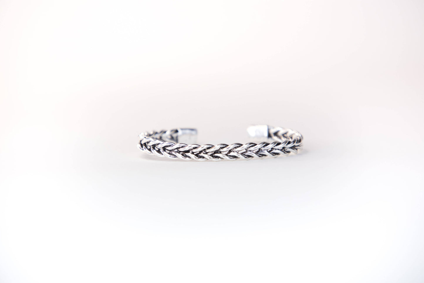 18K Gold Plated Braided Rope Cuff: White Gold