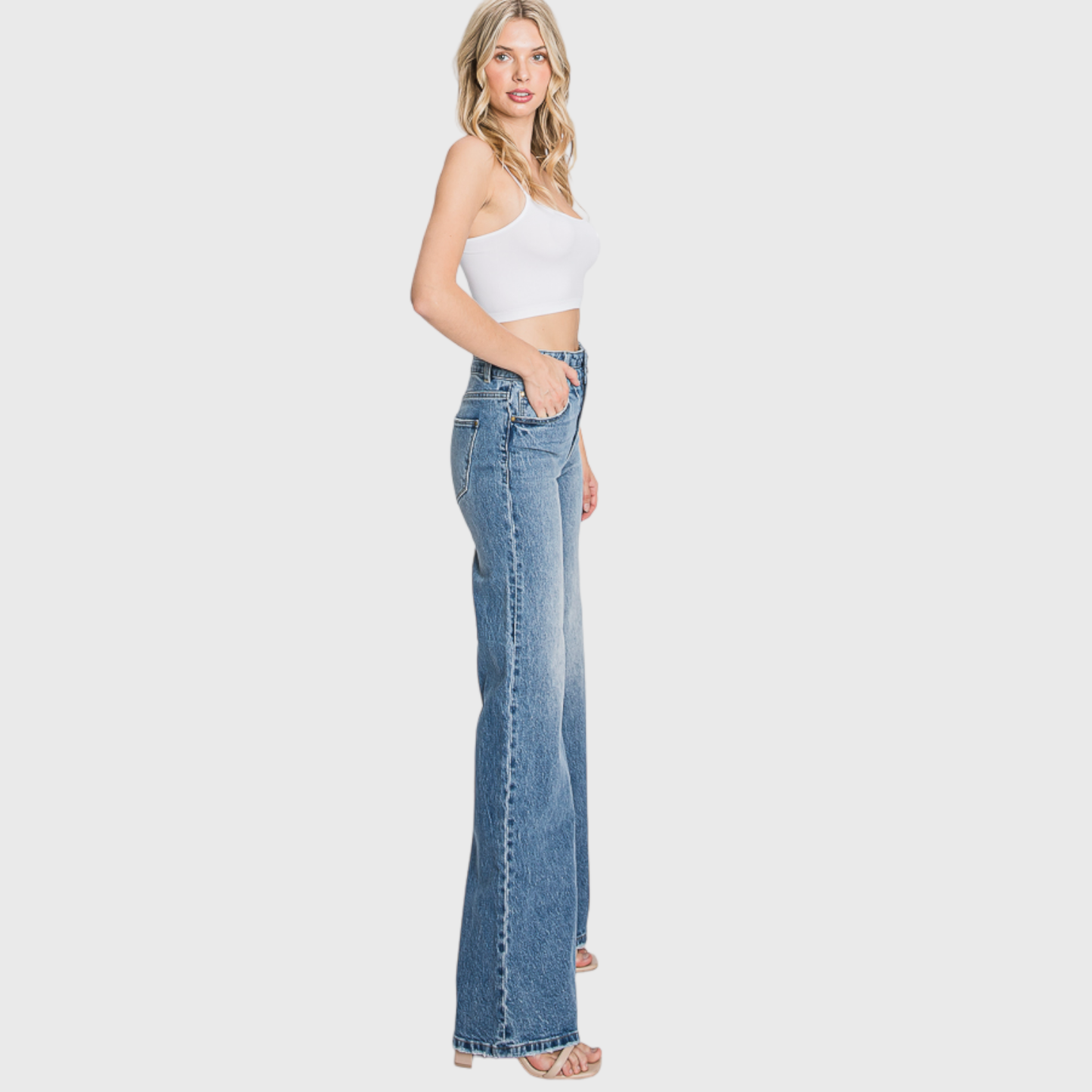 HIGH WAISTED COMFORT STRETCH VINTAGE WIDE LEG