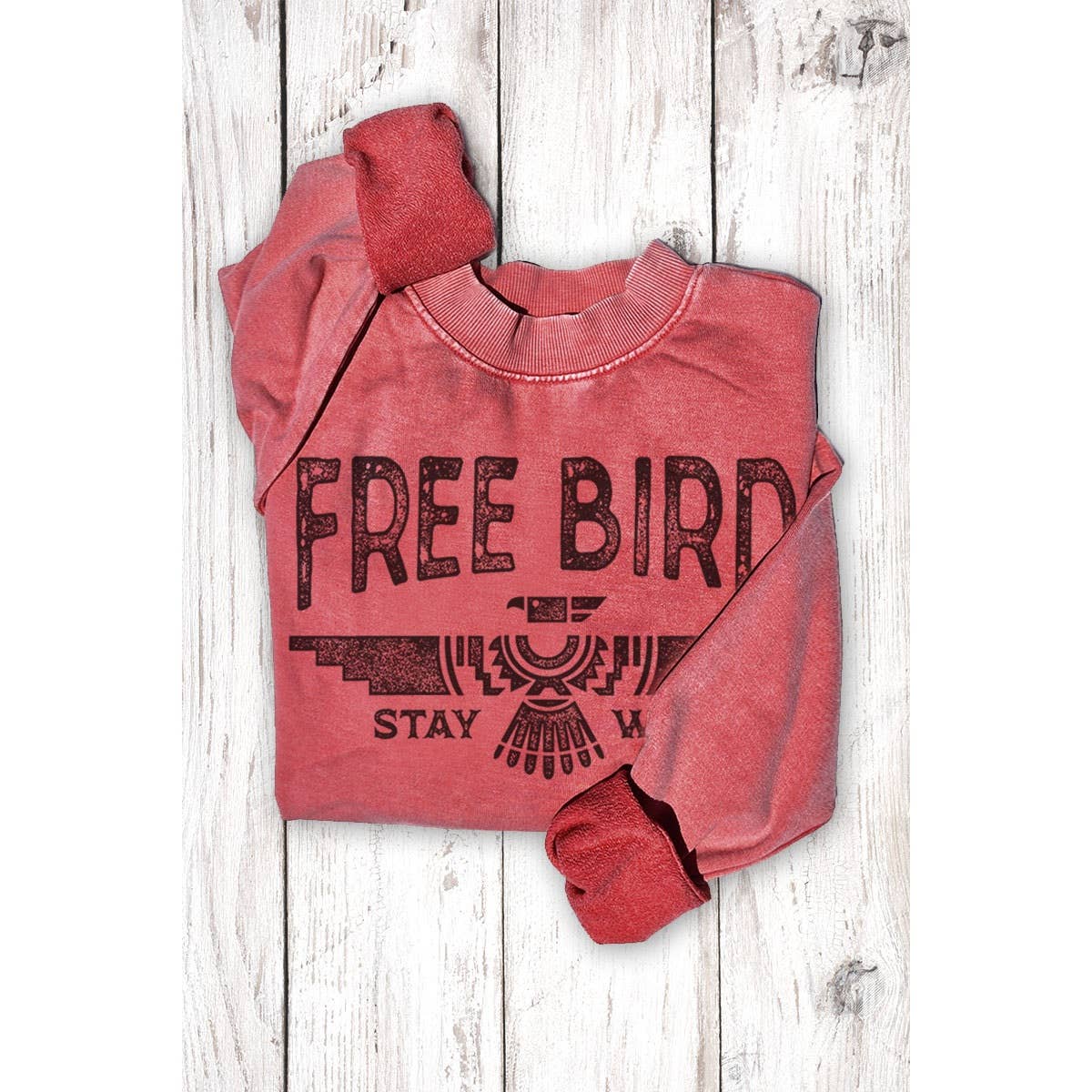 FREE BIRD MINERAL GRAPHIC SWEATSHIRTS: Mineral Mustard / S-M-L-XL(1-2-2-1)