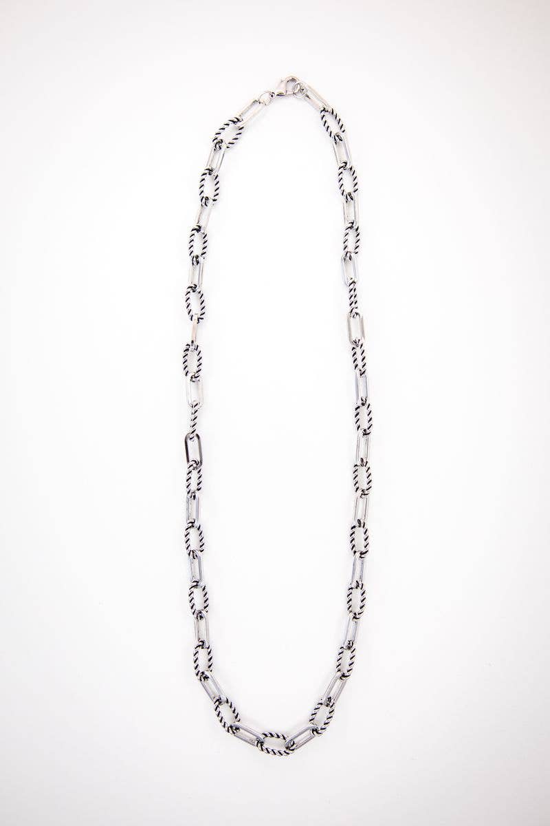 18K White Gold Plated Rope Link Chain: 18 in.
