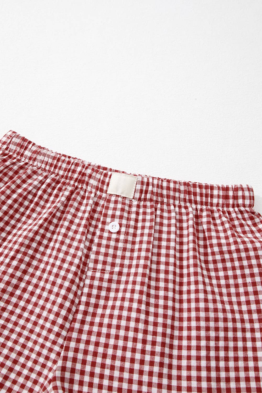 Stripe Plaid Printed High Waist Gingham Shorts: Red