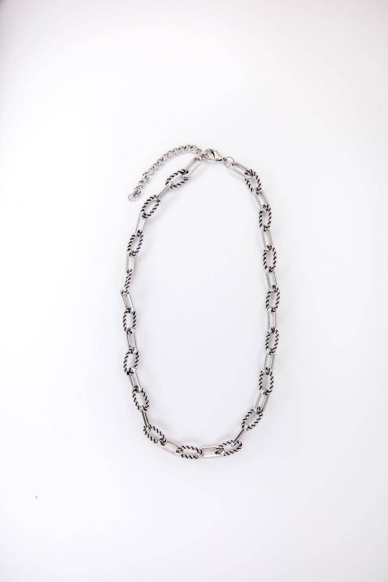 18K White Gold Plated Rope Link Chain: 24 in.