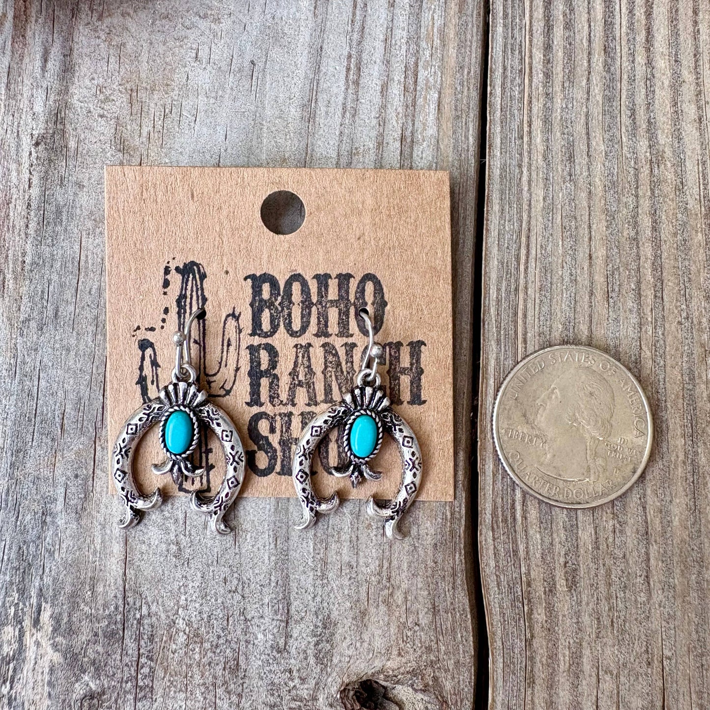 Western Squash Blossom Turquoise Stone Dangle Earring
