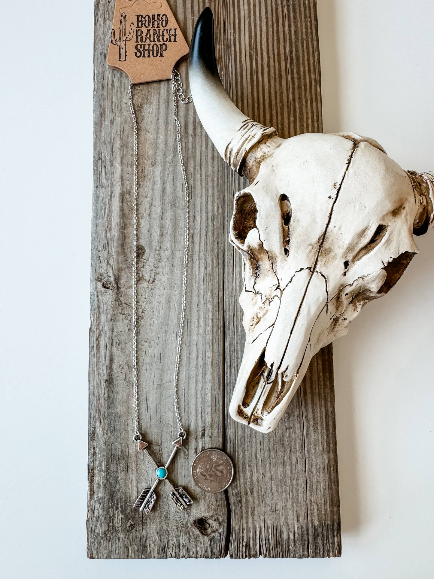 Western 2 Arrow Necklace: TURQUOISE