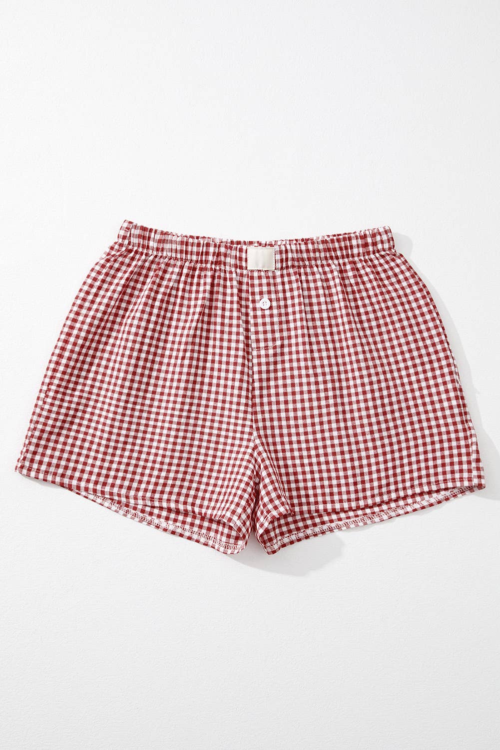 Stripe Plaid Printed High Waist Gingham Shorts: Red