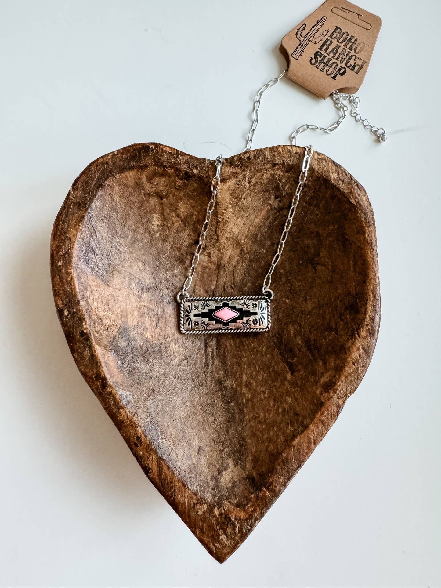 Western Aztec Pendant Necklace : PINK