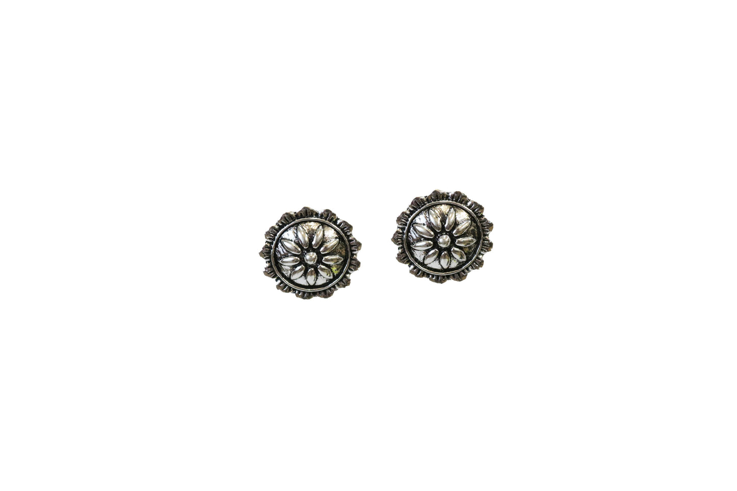 1" Burnished Silver Flower Post Earring