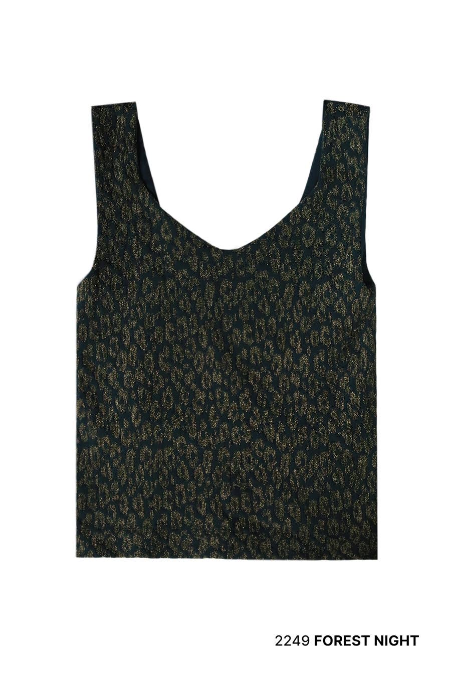 Lurex Leopard Tank Top: Forest Night