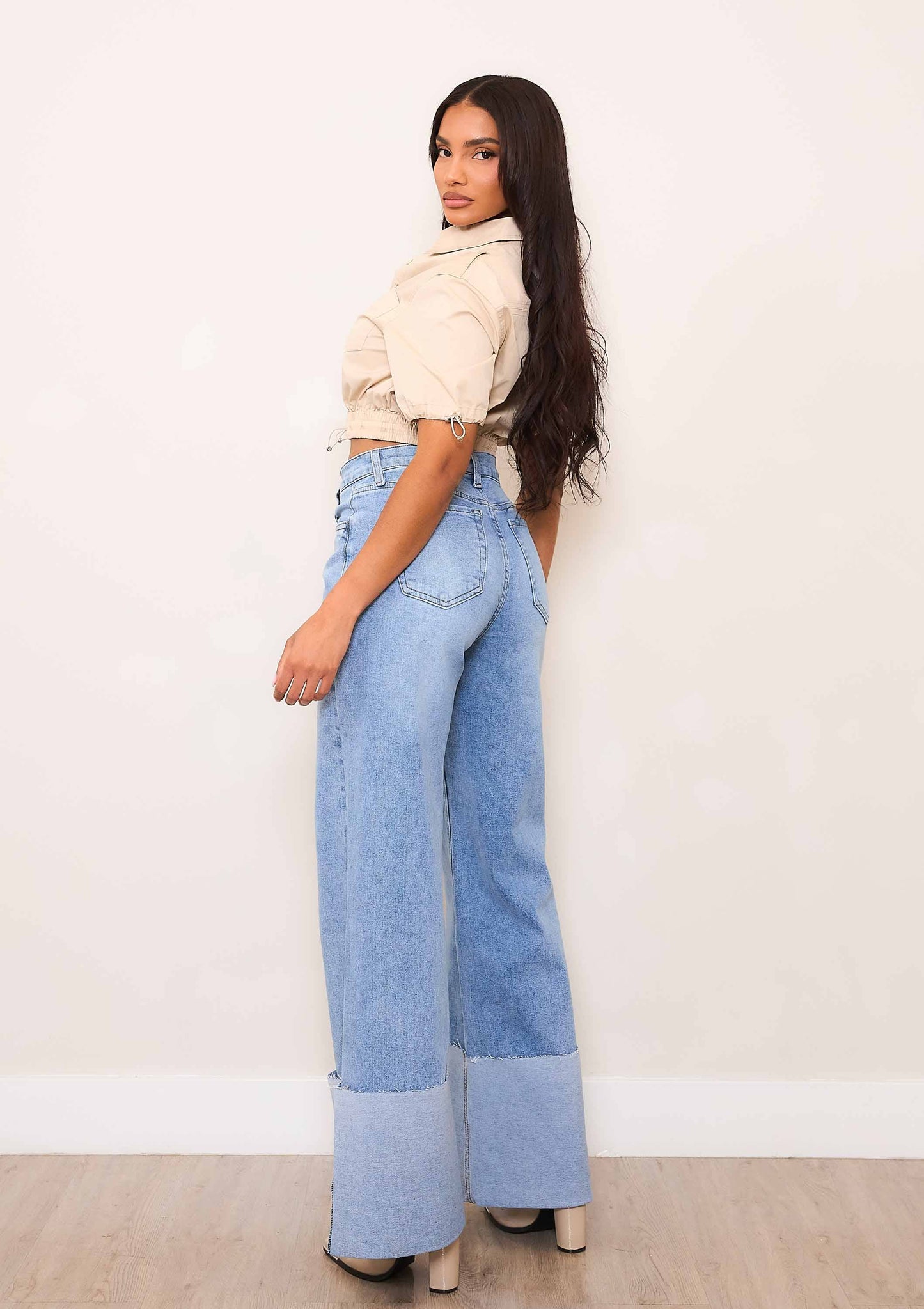 Wide leg denim jeans