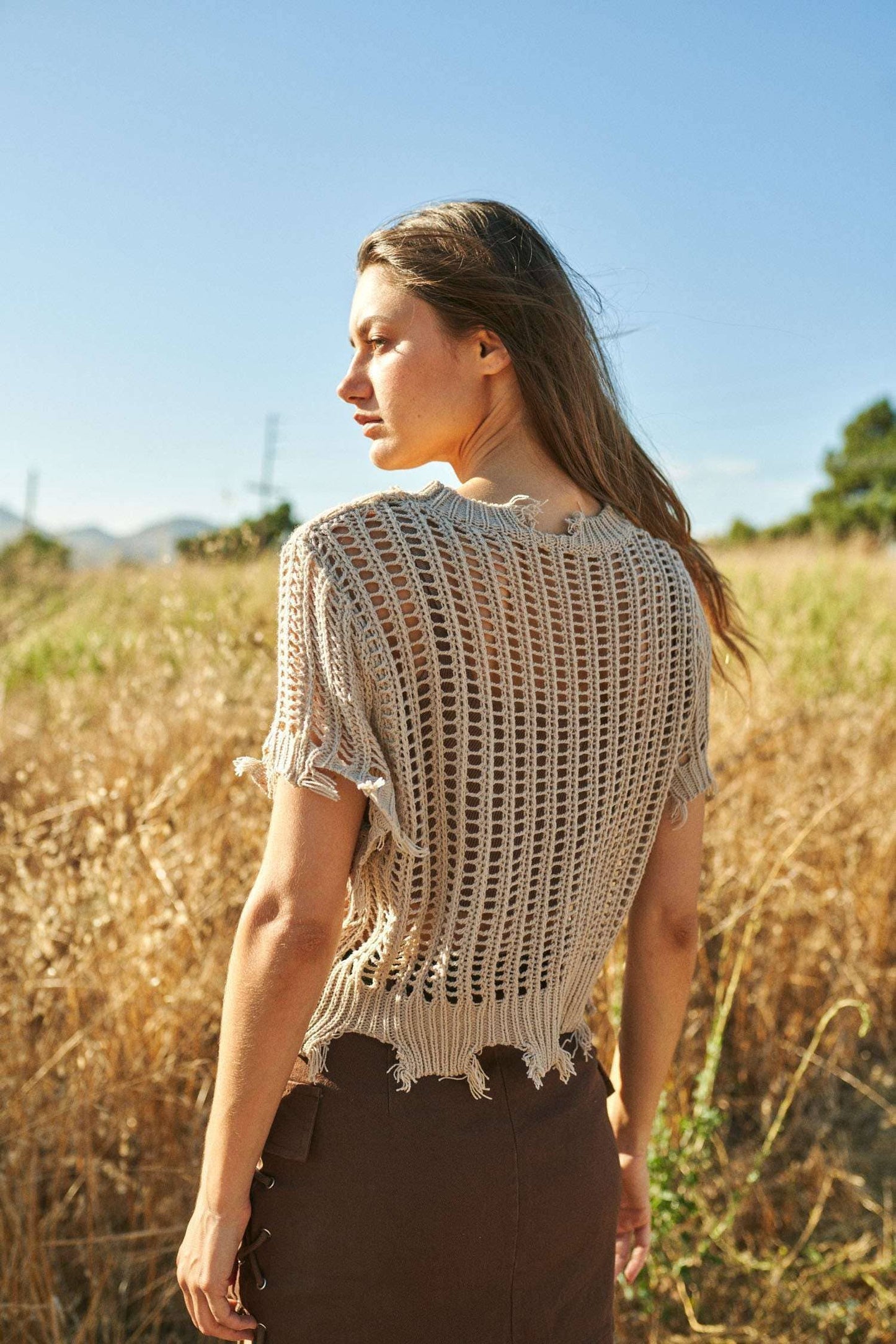 Crochet Cover Up Top: Beige