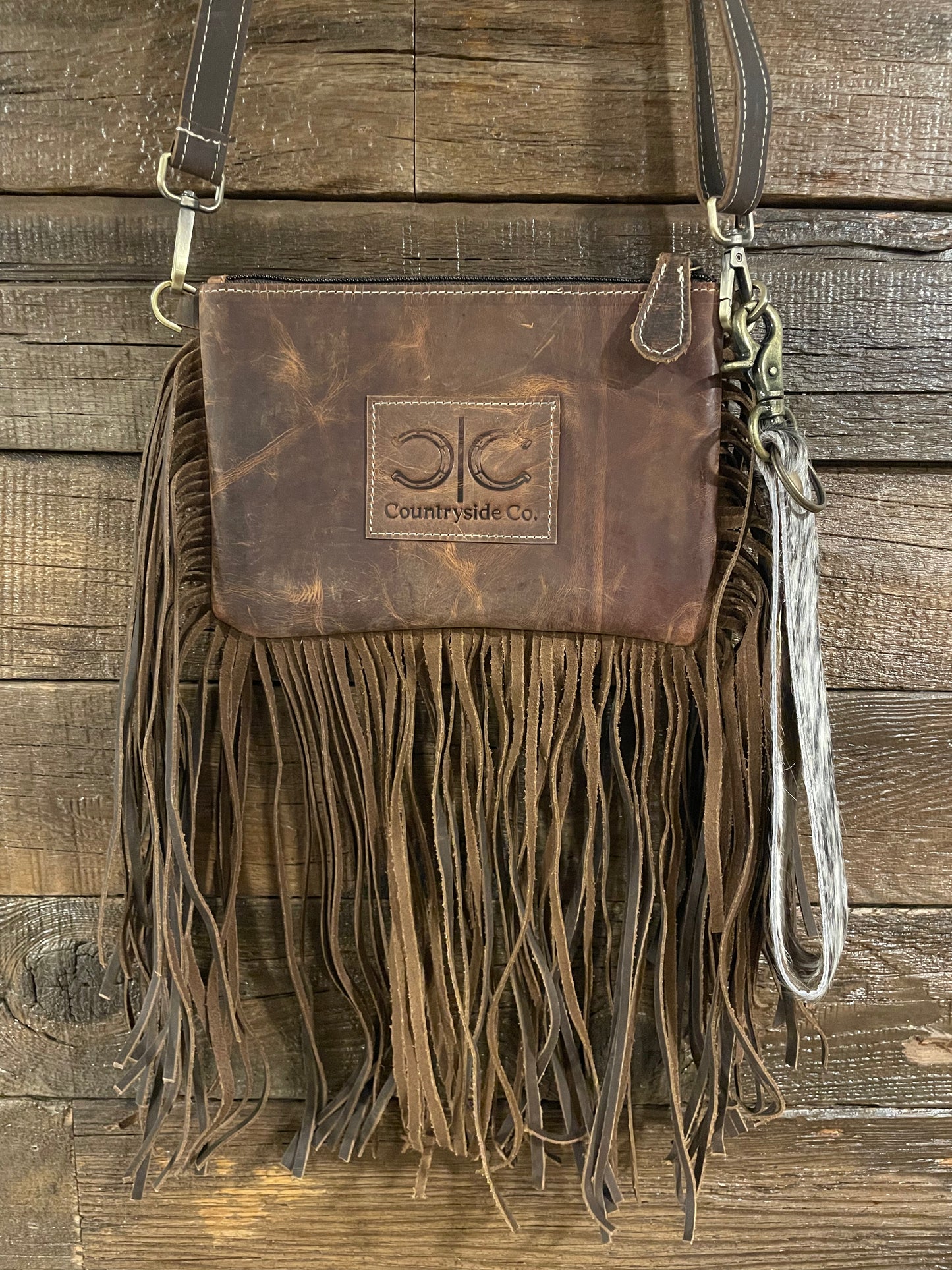 Rodeo Rider Cowhide Purse Crossbody with Wristlet