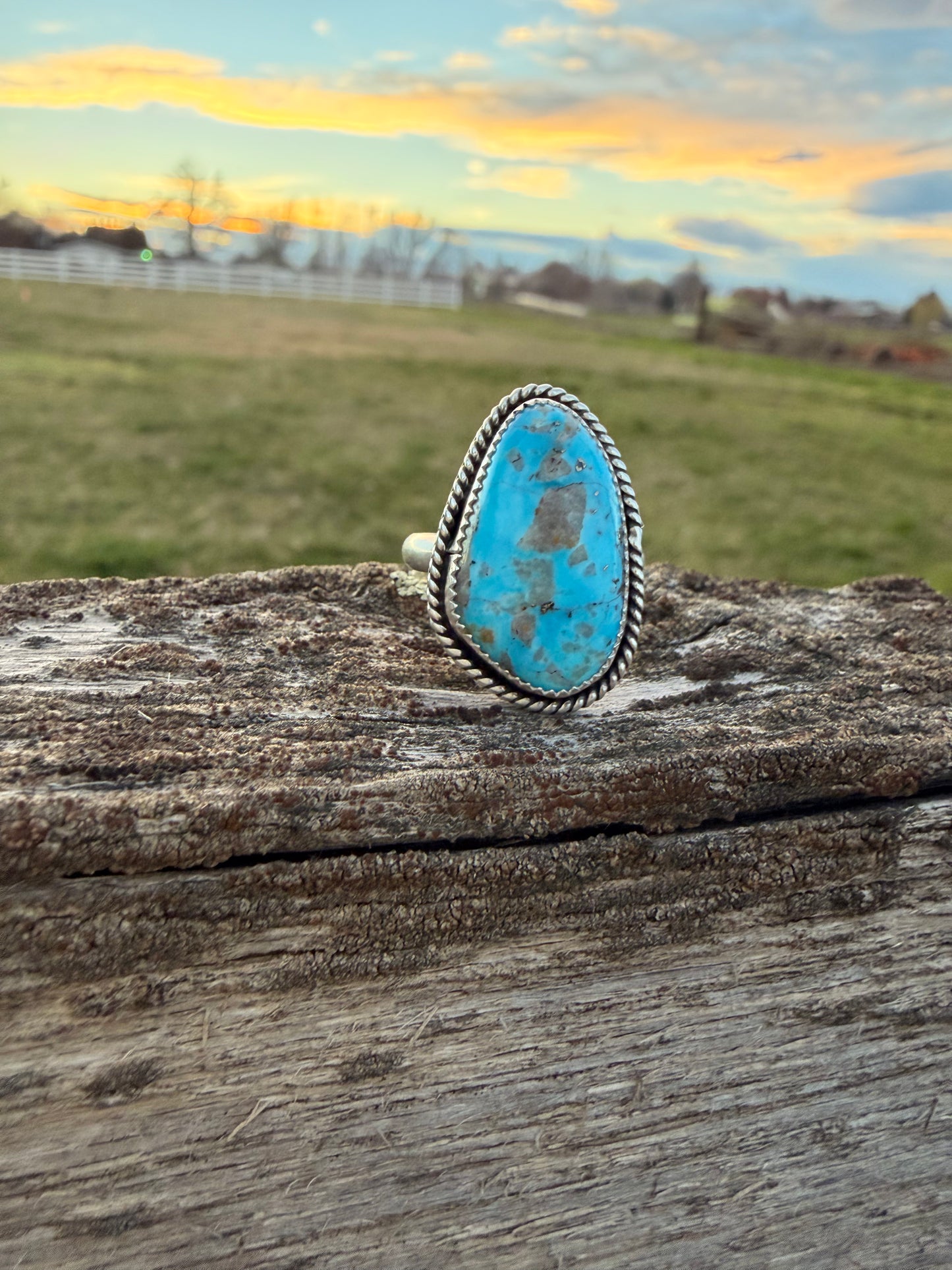 Baby blue turquoise ring