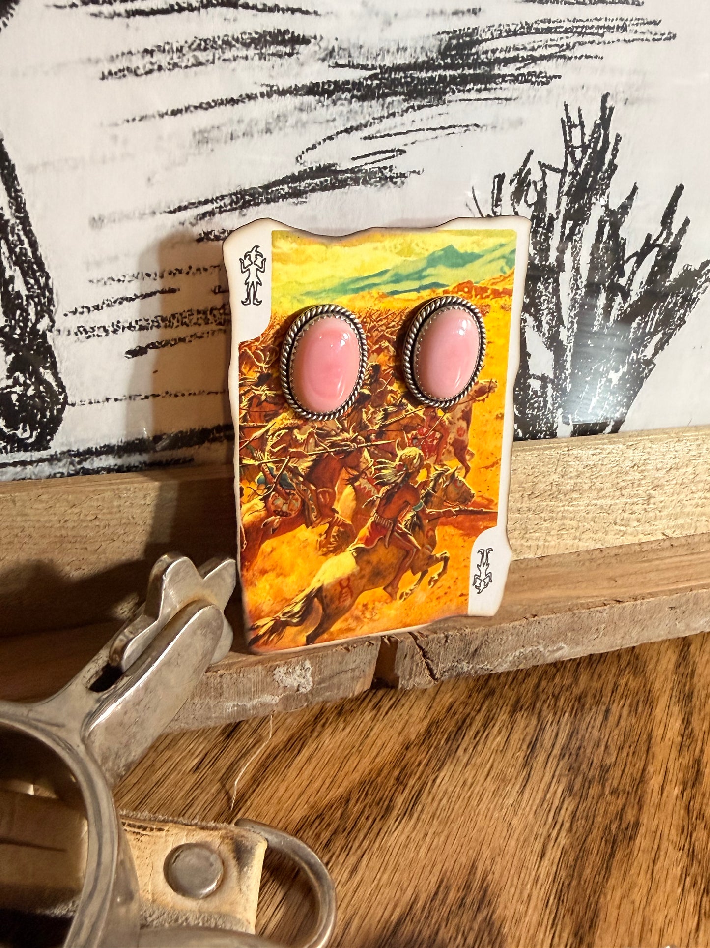 Pink conch stud earrings