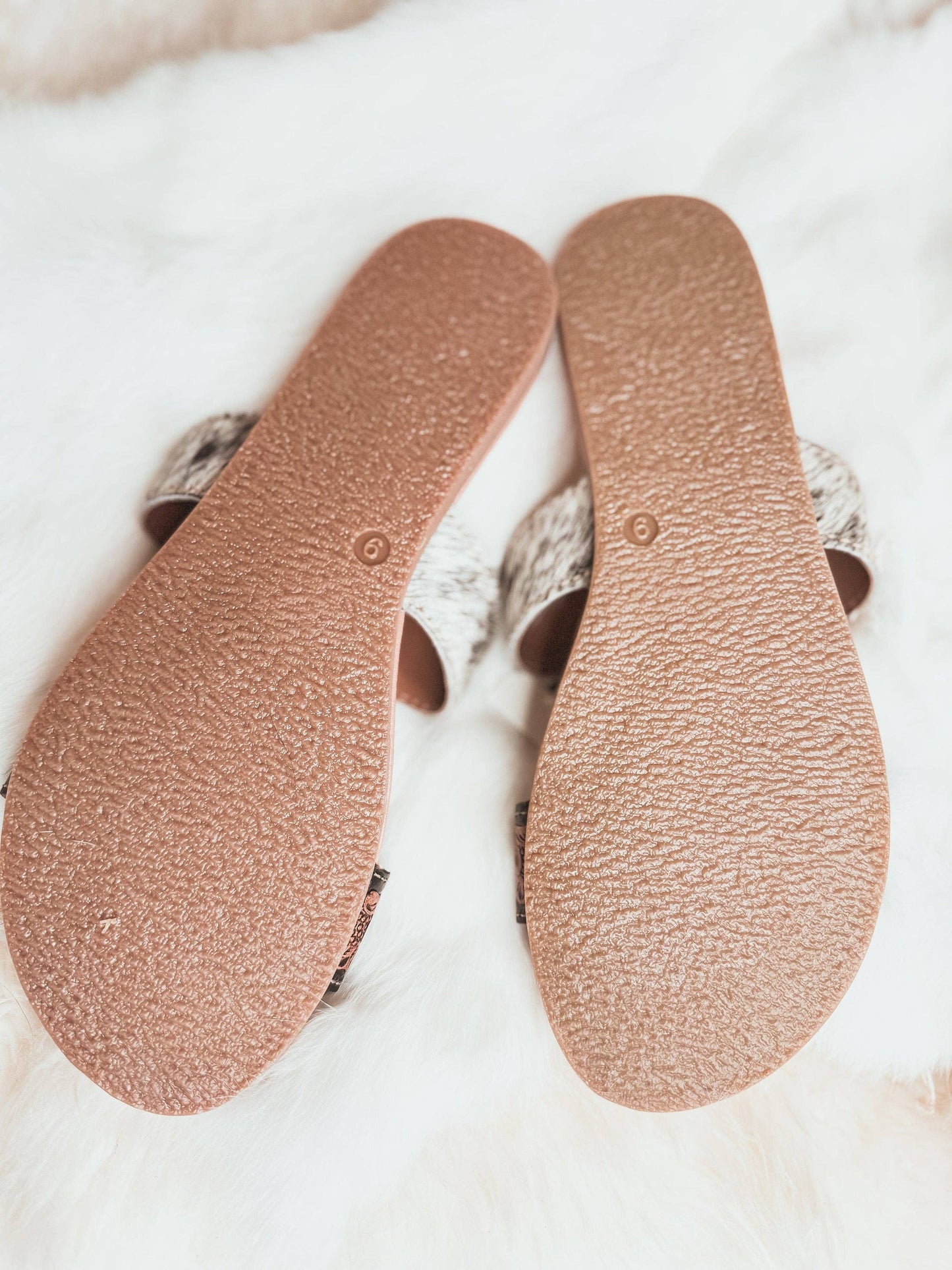 Tooled Leather & Black and White Cowhide flat sandals