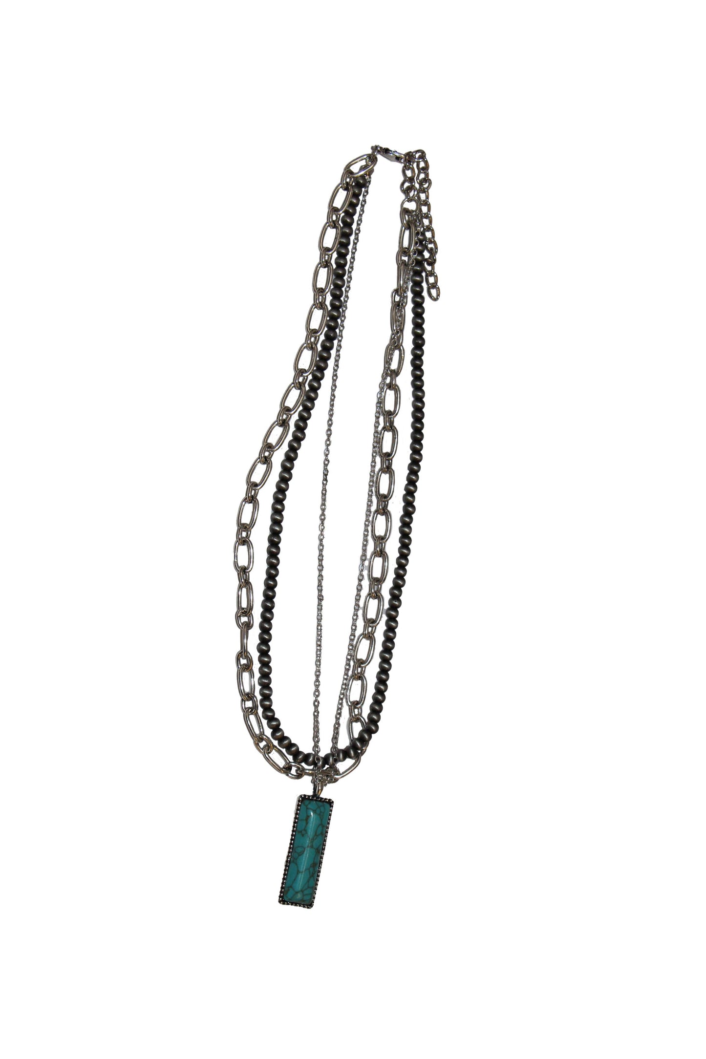 14",16",18" Layered Necklace with Turquoise Bar Pendant