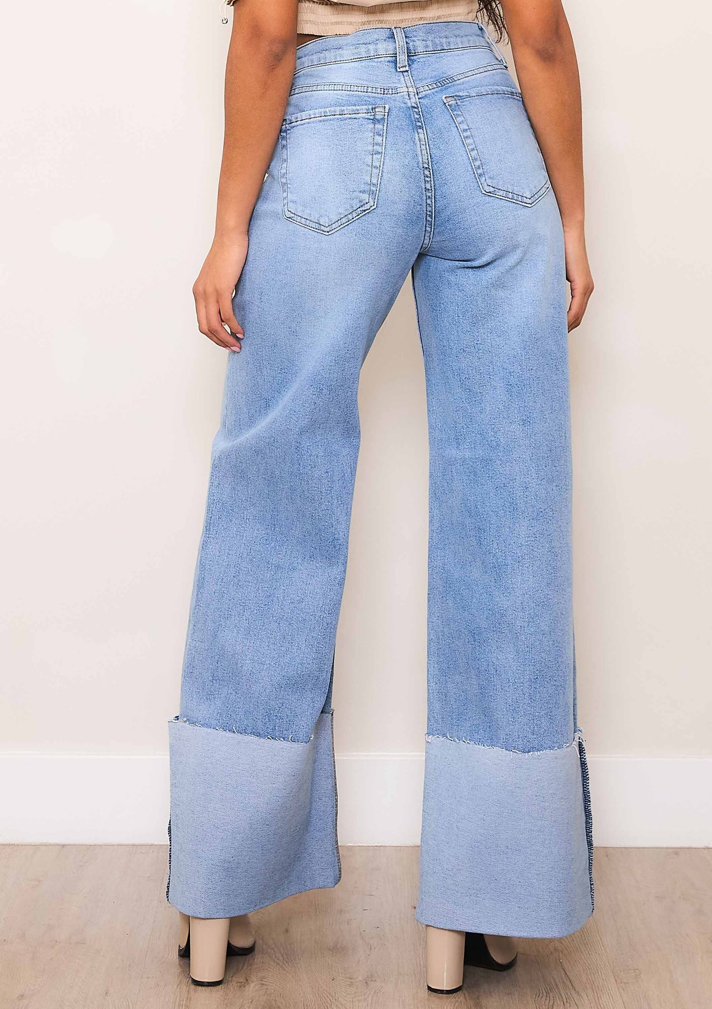 Wide leg denim jeans