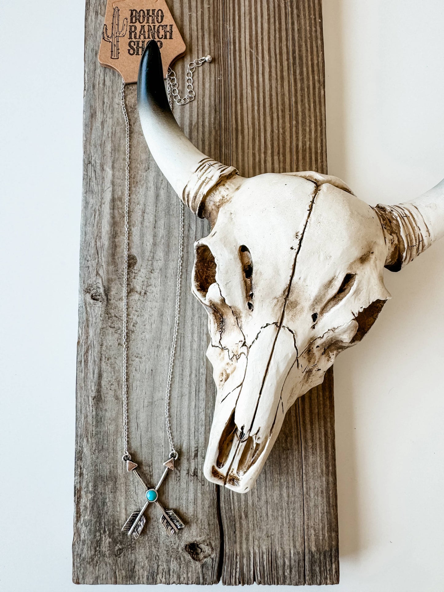 Western 2 Arrow Necklace: TURQUOISE