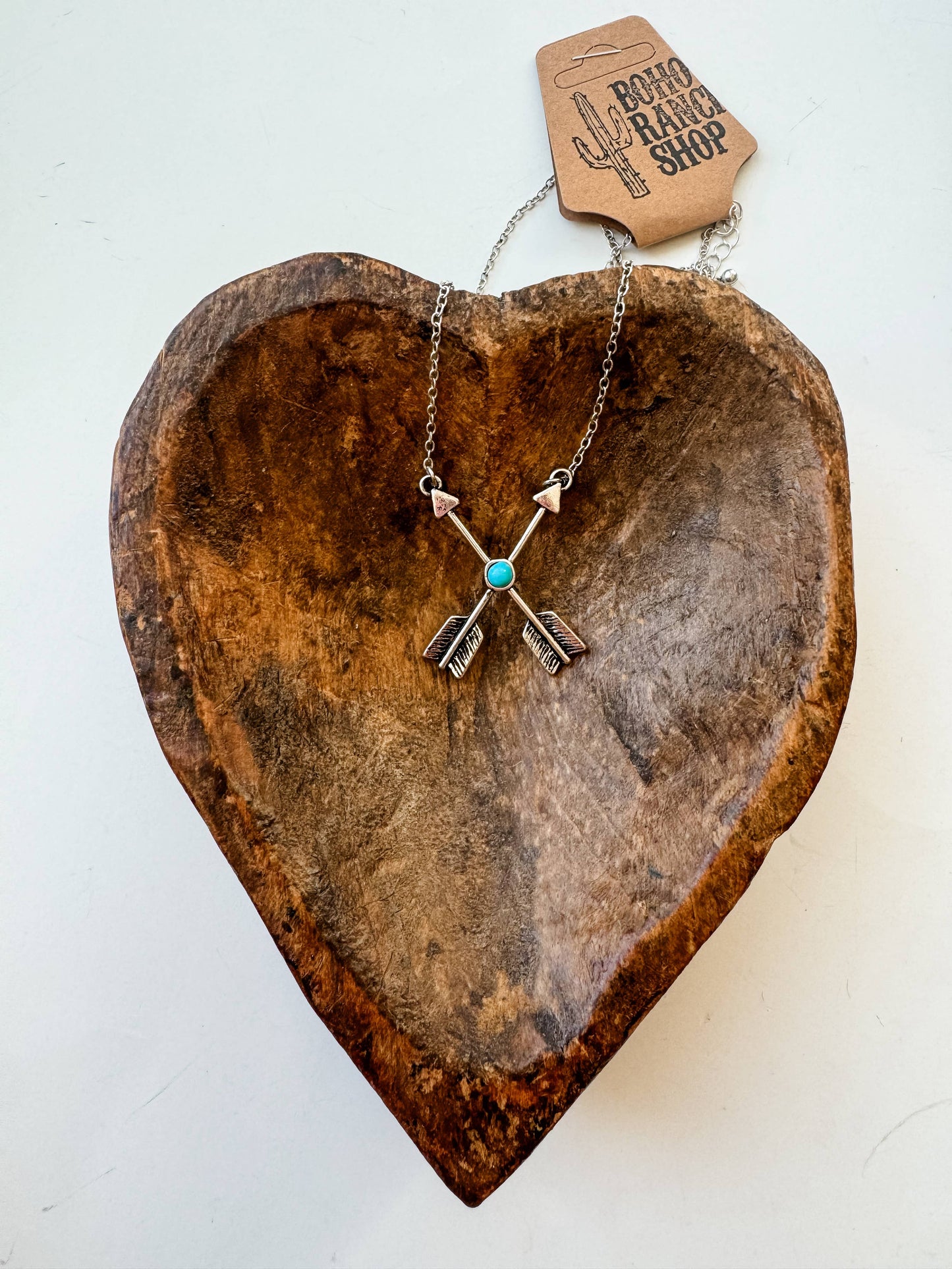 Western 2 Arrow Necklace: TURQUOISE