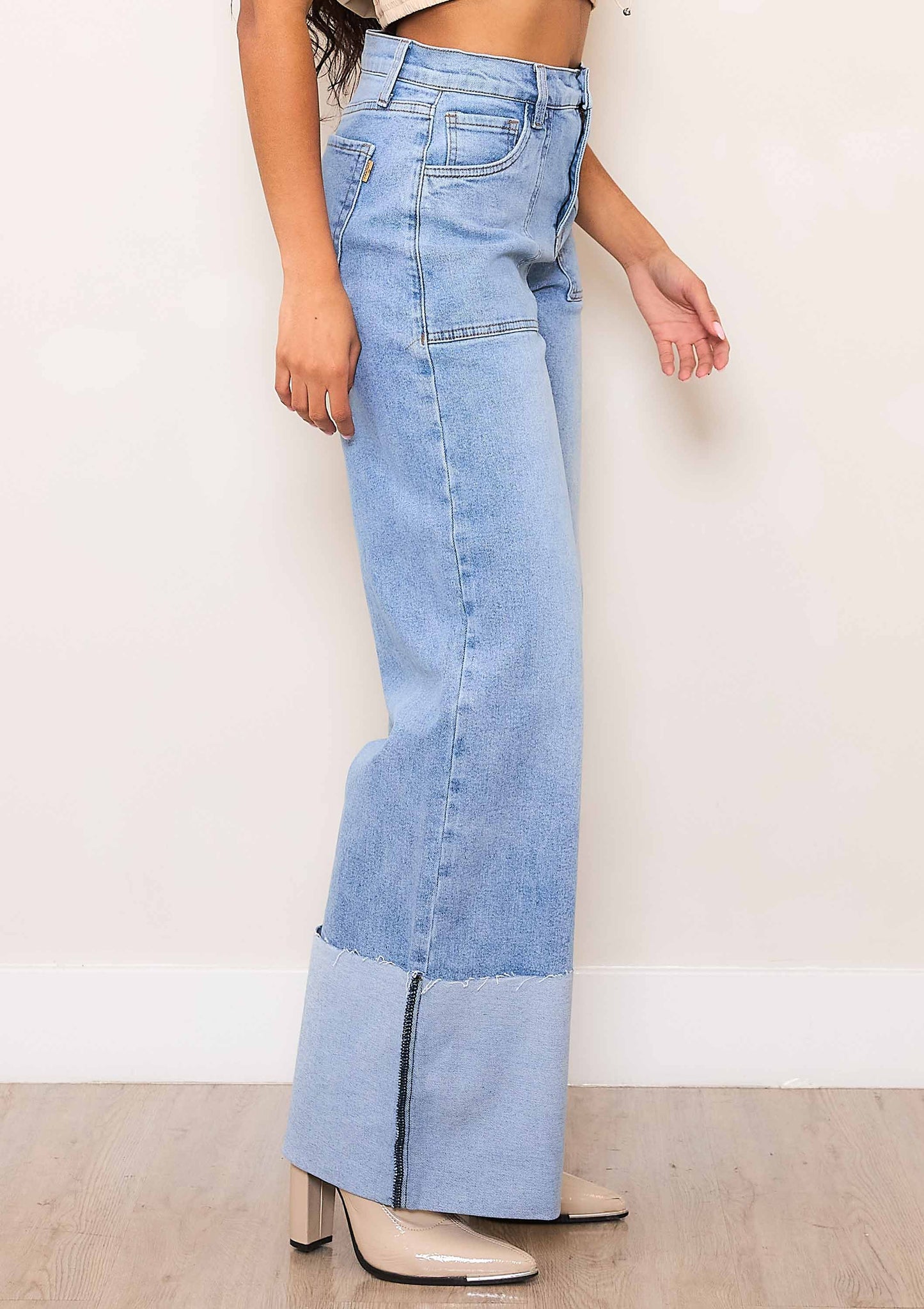 Wide leg denim jeans