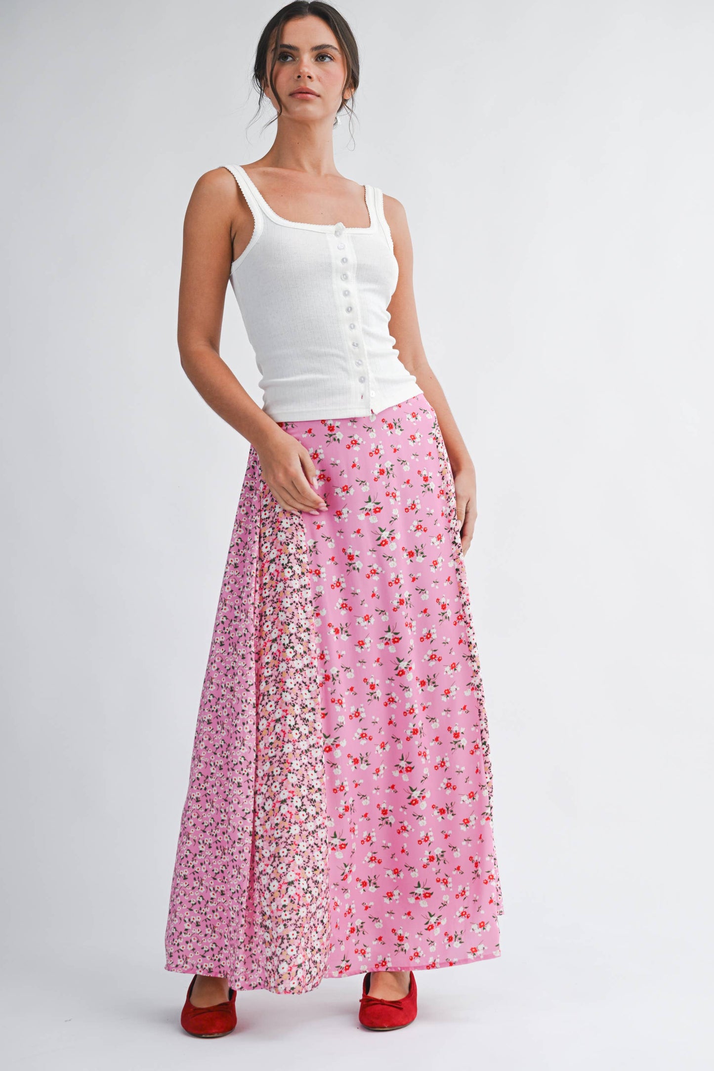 Pointelle Button Front Cami Tank: White