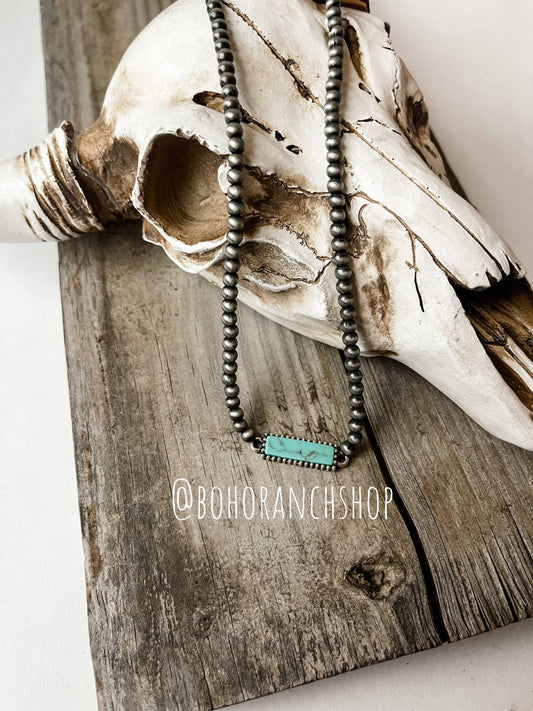 Western Turquoise Bar Choker Necklace