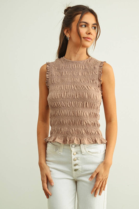 Mauve Ruffled Tank Top