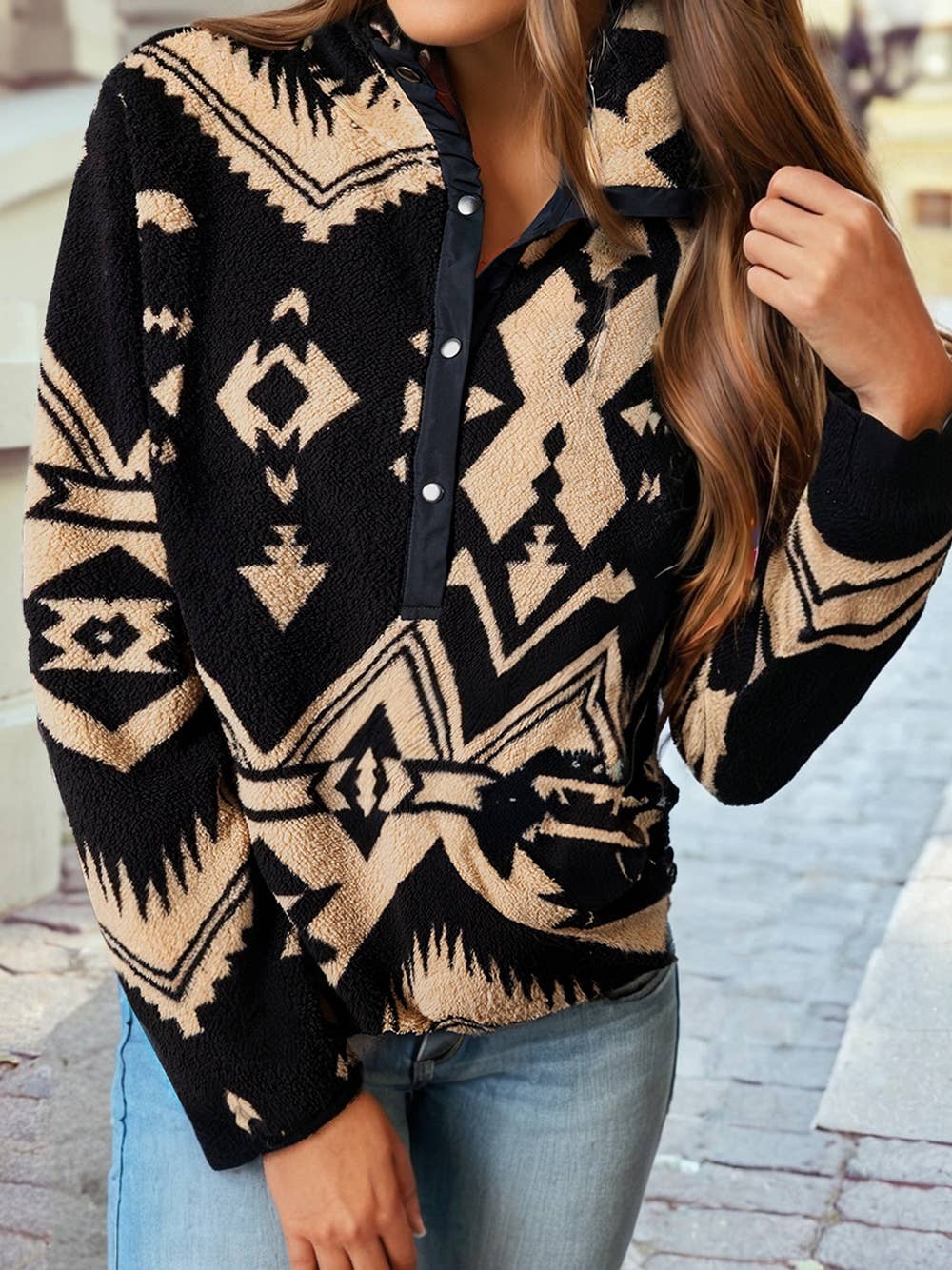 Western Half Zip Plush Pullover