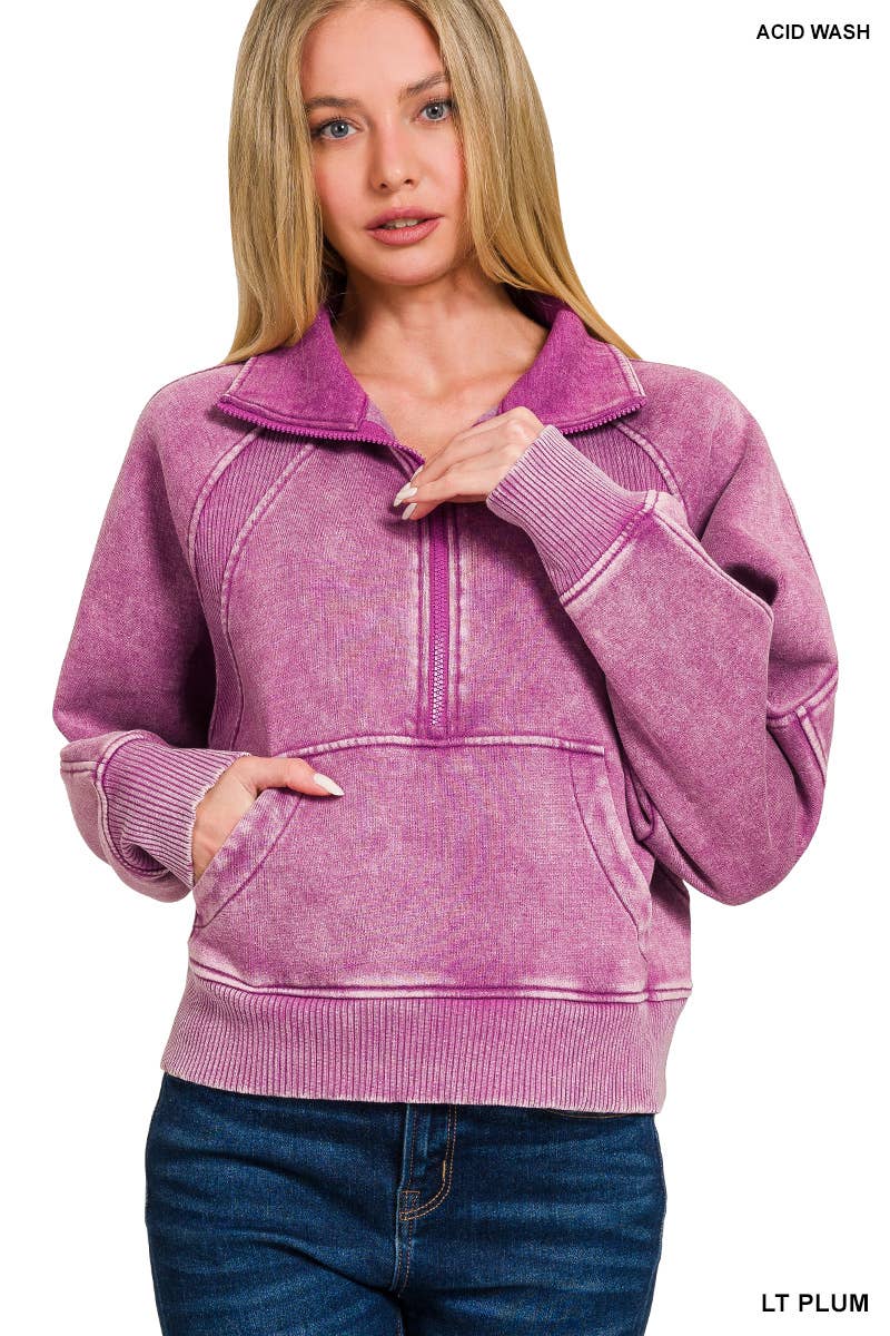 Half Zip Cropped Pullover: ASH MOCHA-171520 / M