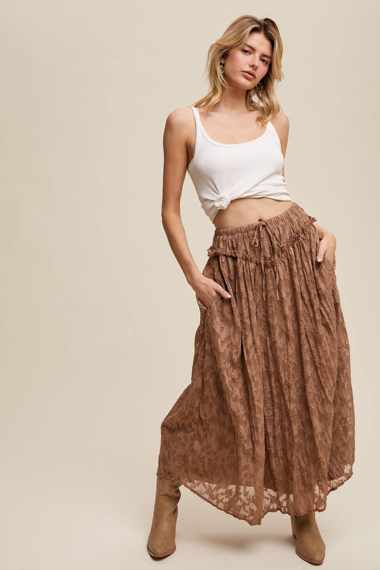 Floral Textured Maxi Skirt