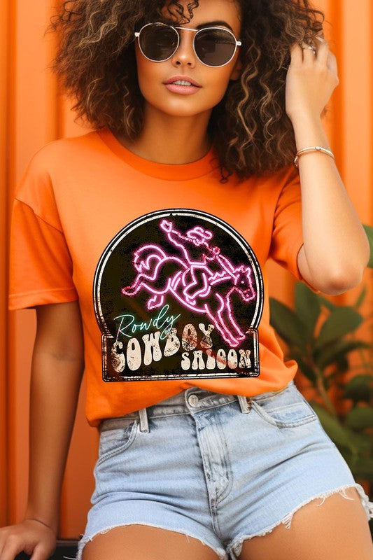 Cowboy Saloon Neon Sign Graphic T Shirts