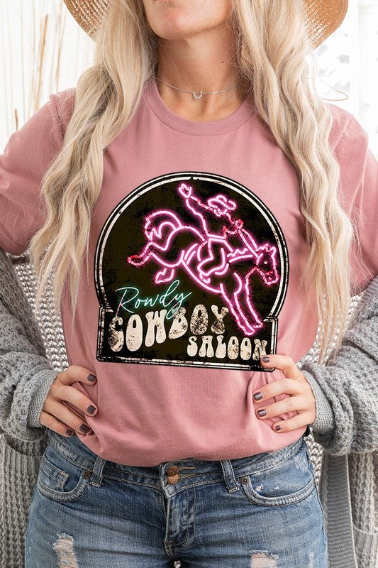 Cowboy Saloon Neon Sign Graphic T Shirts