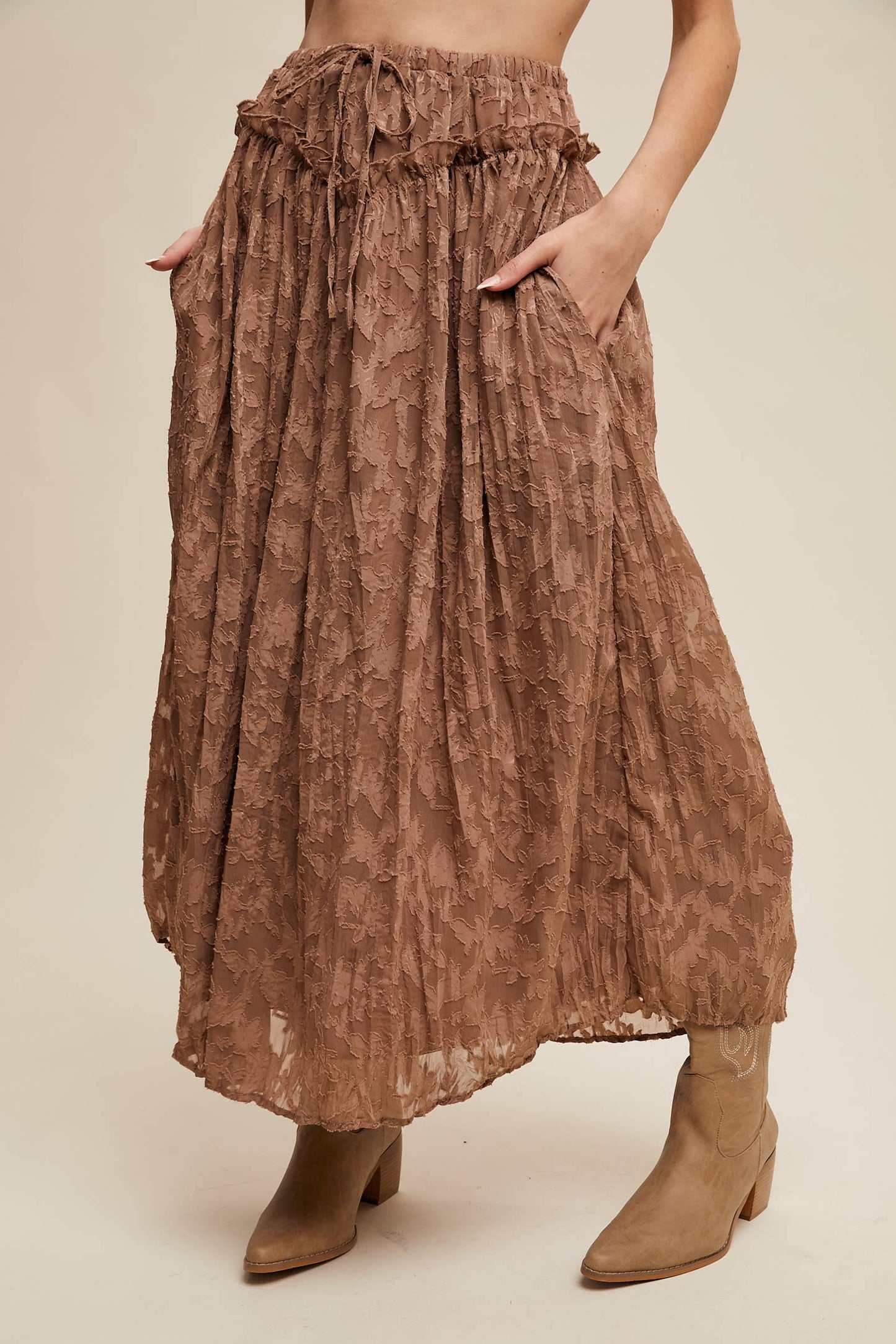 Floral Textured Maxi Skirt