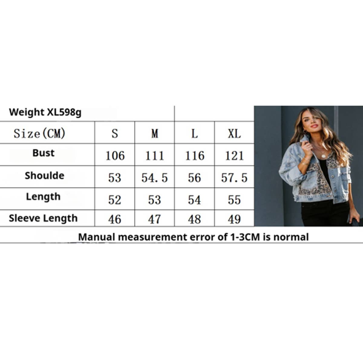 Fashion Leopard Print Ripped Jean Jacket