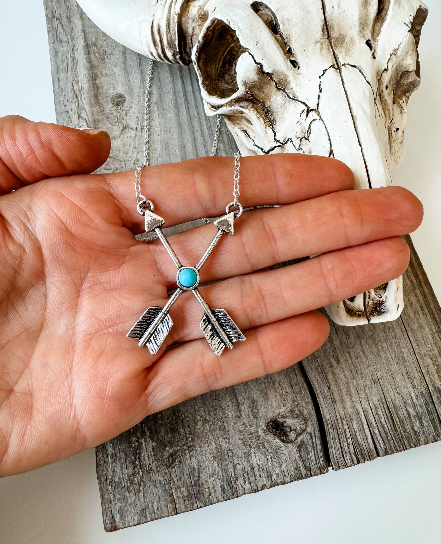 Western 2 Arrow Necklace: TURQUOISE