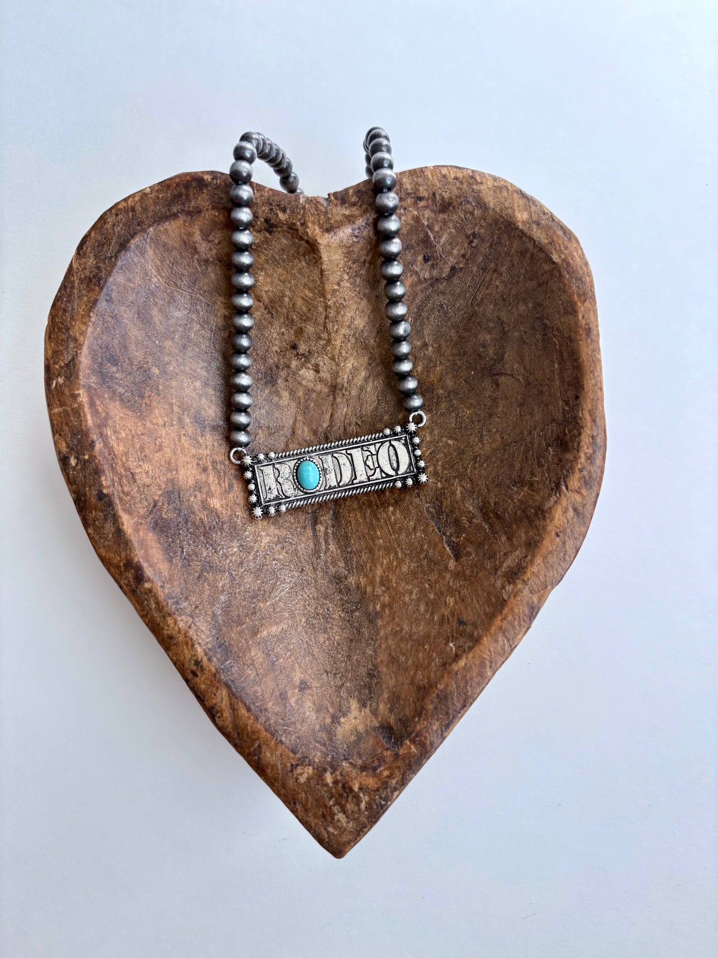 Western Bar Pendant Navajo Pearl Bead Necklace: RODEO