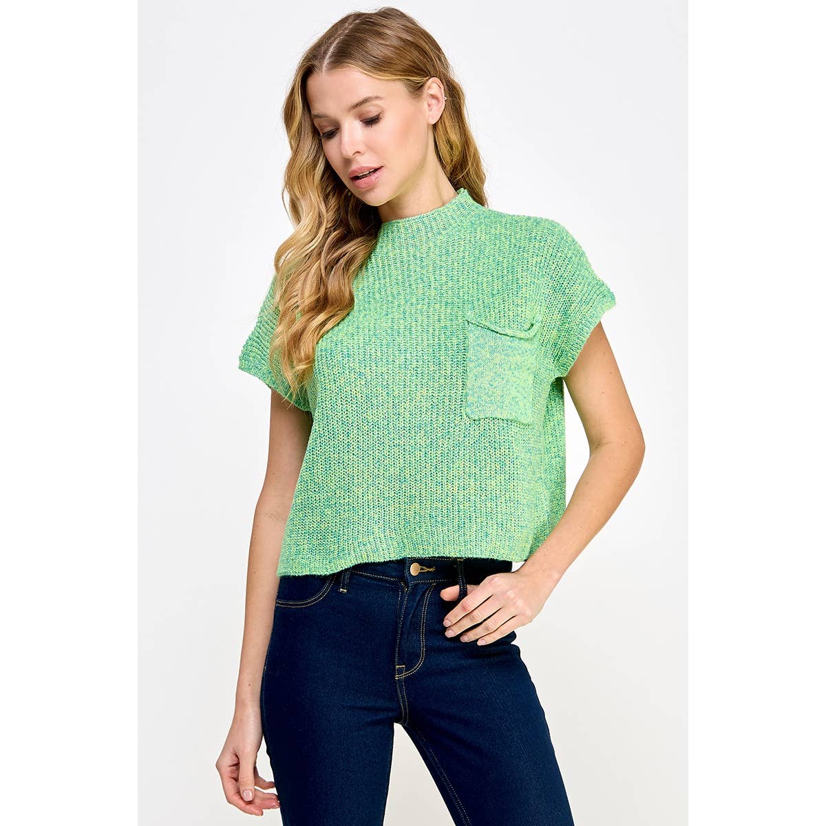 DROP SHOULDER RIB-KNIT SWEATER TOP: Taupe / S-M-L(2-2-2)