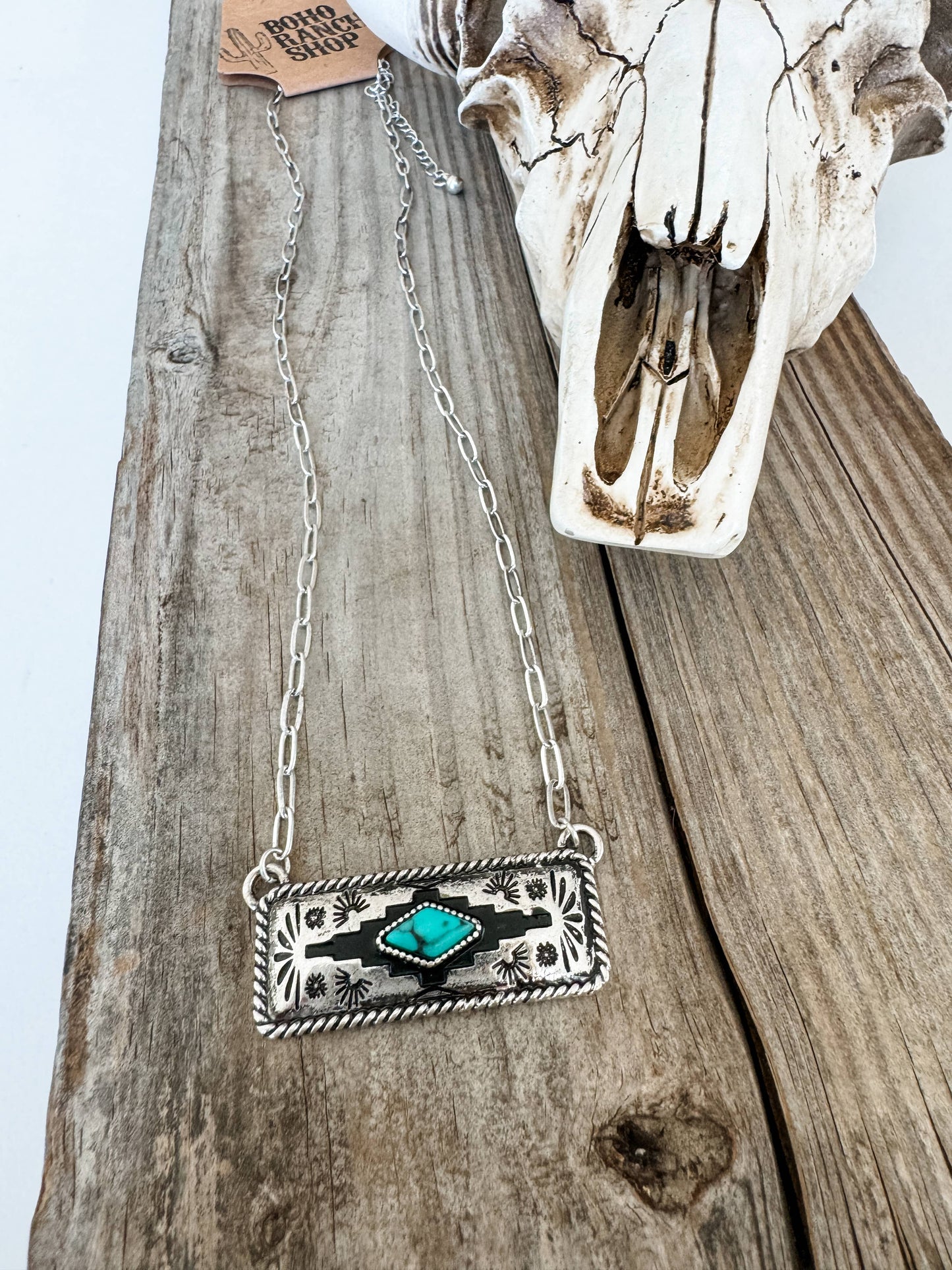 Western Aztec Pendant Necklace : PINK