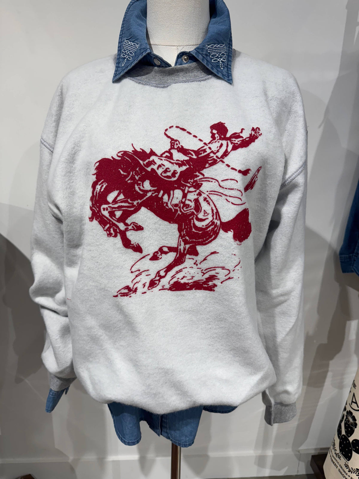 Roughstock Red Bronc western sweatshirt: S