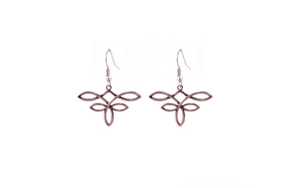 Western Boot Stitch Dangle Earrings: Silver