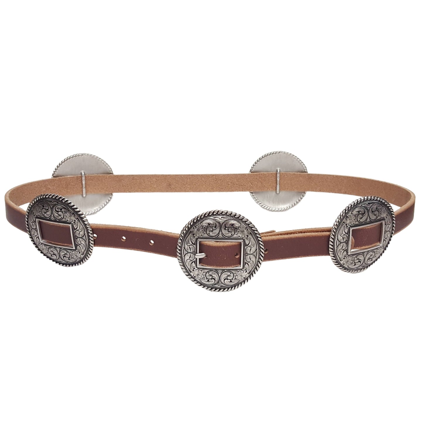 Western Genuine Distressed Leather belt w. Round conchos