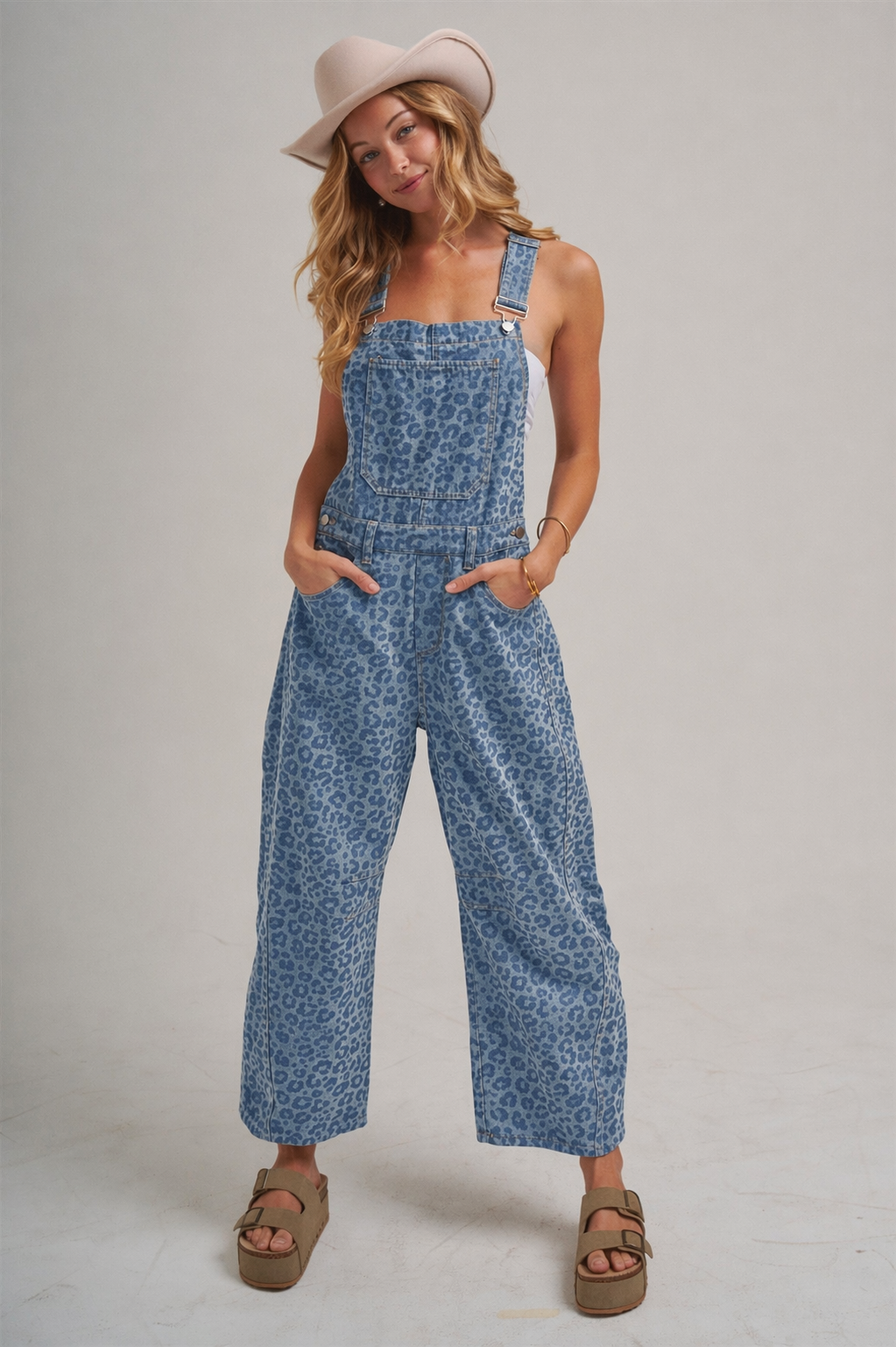 VINTAGE LEOPARD OVERALL JUMPSUIT_JLB80013-03: VINTAGE MOCHA / S-M-L(2-2-2)