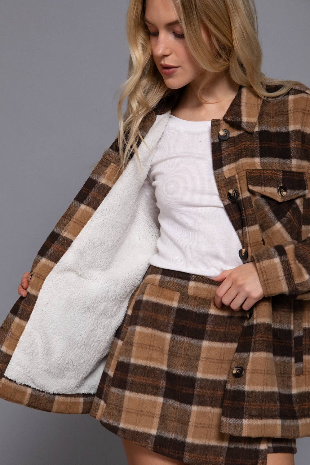 Plush Plaid Jacket