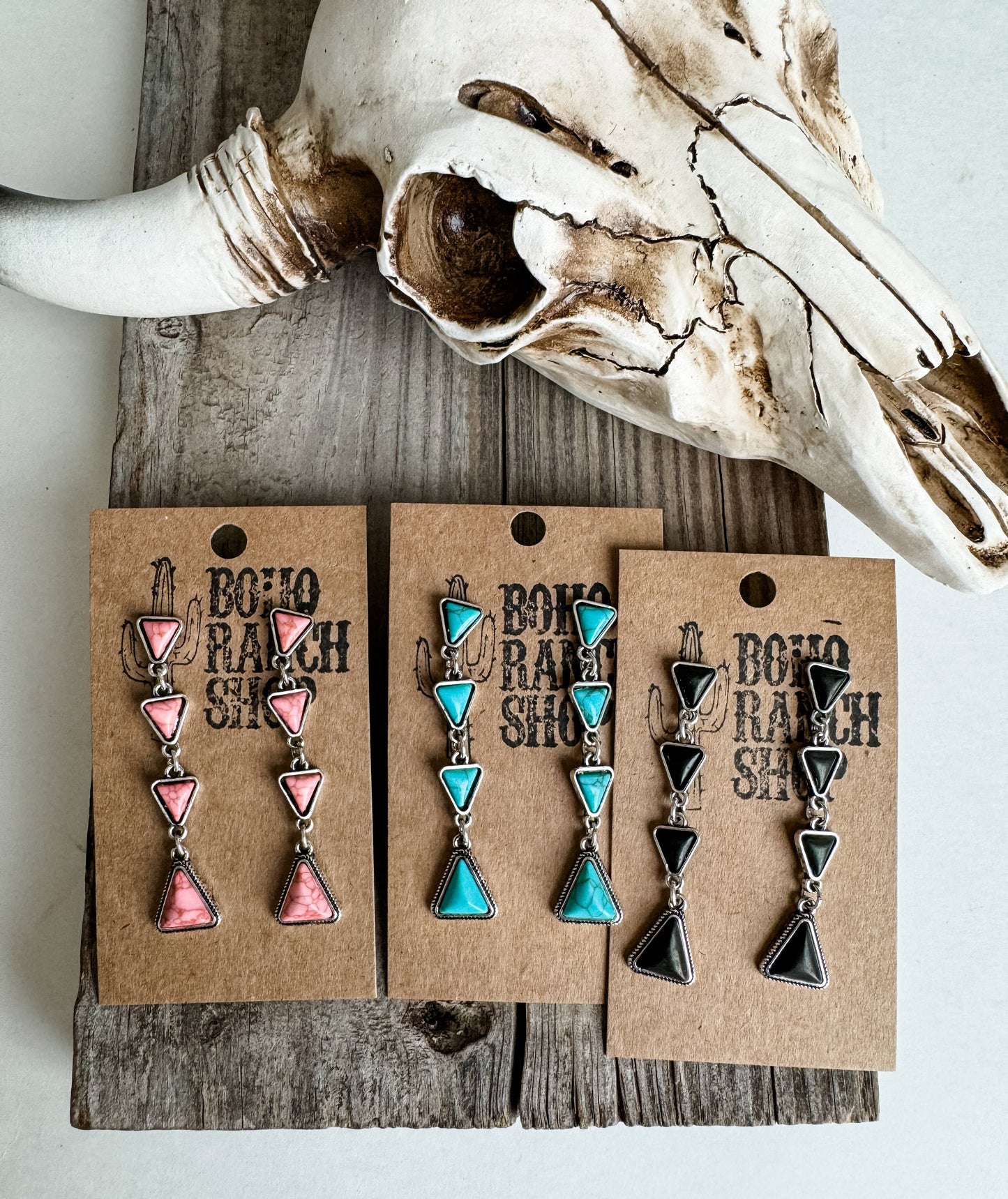 Western Triangle Stone Drop stud Earrings: Turquoise
