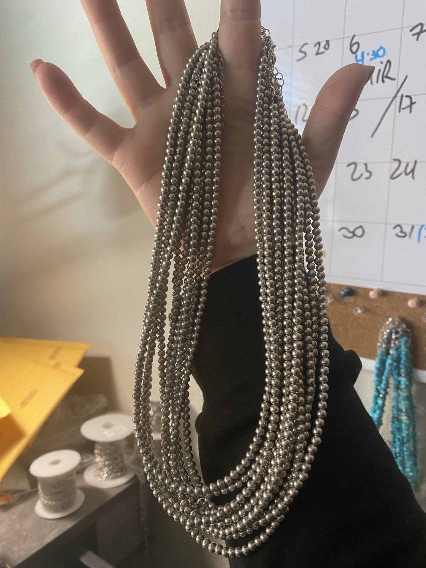 18 Inch 4mm silver beads necklace