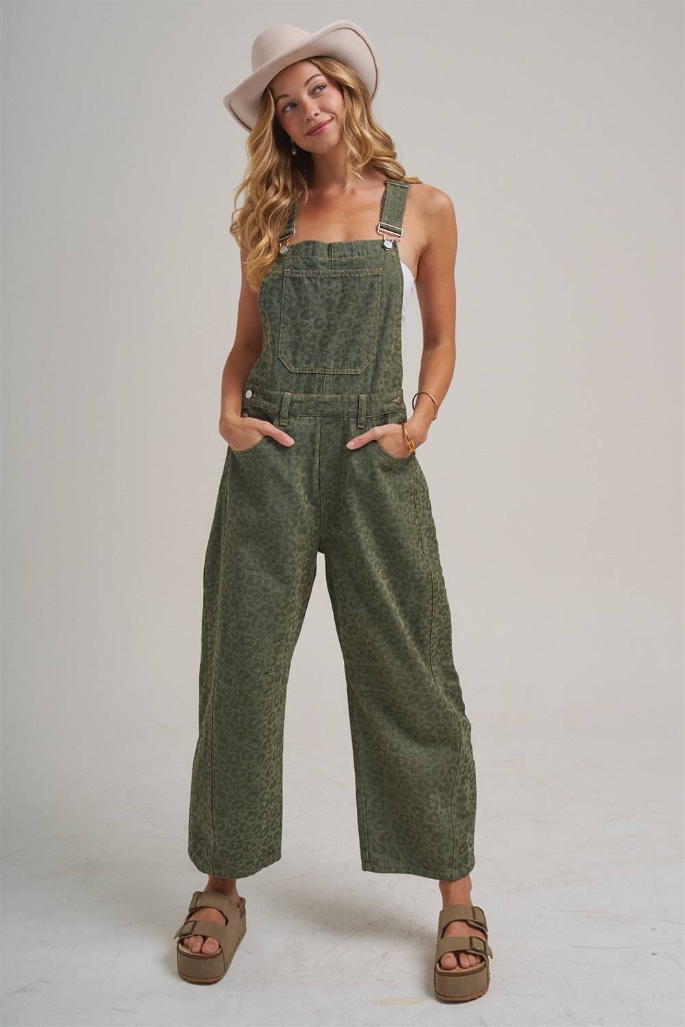 VINTAGE LEOPARD OVERALL JUMPSUIT_JLB80013-03: VINTAGE MOCHA / S-M-L(2-2-2)