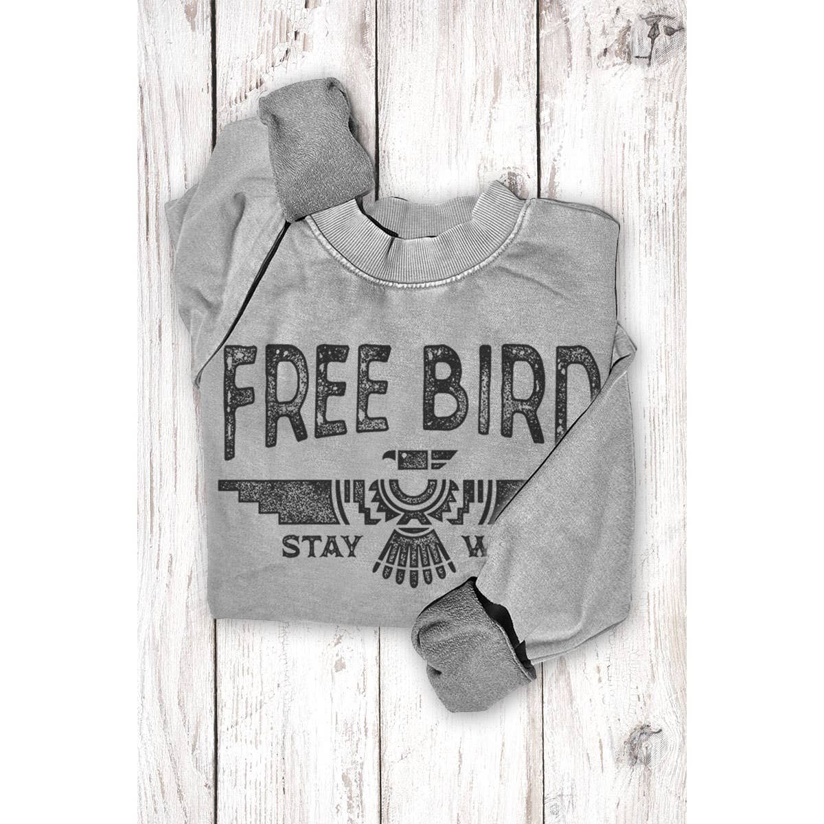 FREE BIRD  MINERAL GRAPHIC SWEATSHIRTS: Mineral Mustard / S-M-L-XL(1-2-2-1)