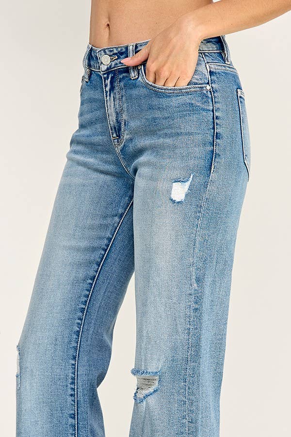 MID RISE VINTAGE FLARE W/ CUFFED HEM JEANS
