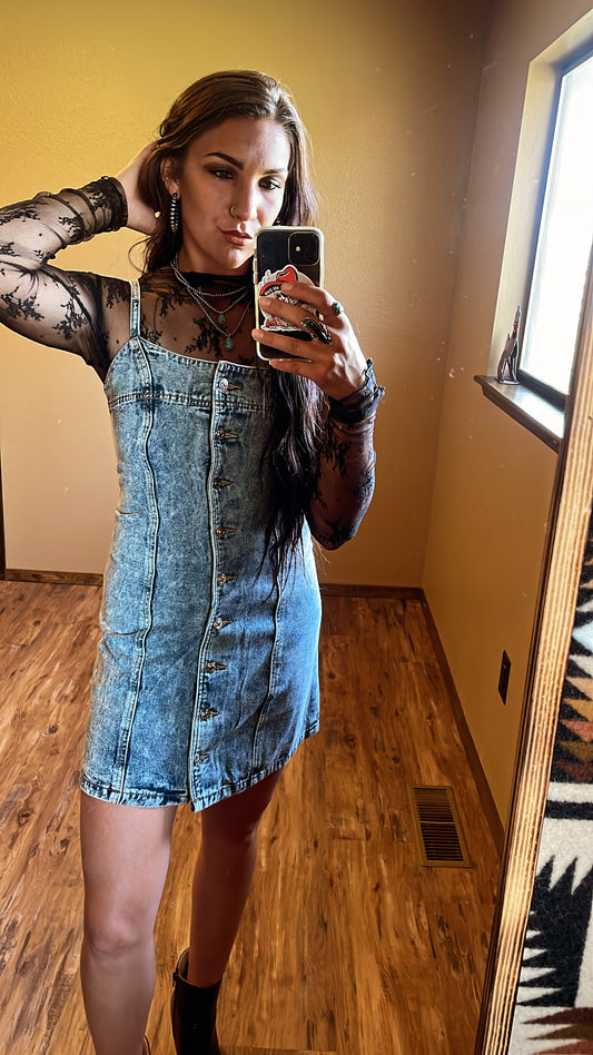 Floral embroidery mesh top