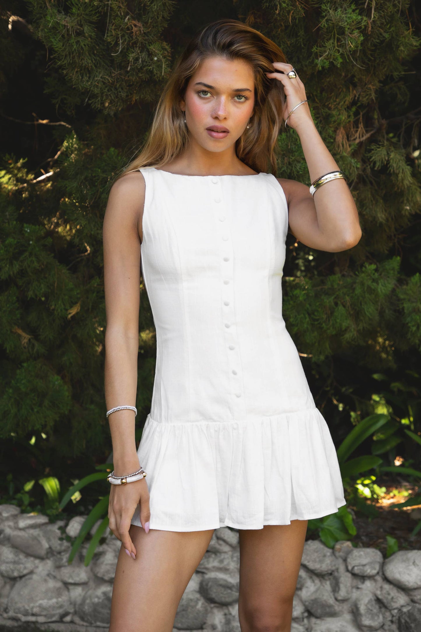LINARA Low Drop Waist Boat Neck Mini Dress: Black / 3 SMALL • 2 MEDIUM • 1 LARGE