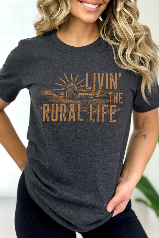 Livin The Rural Life Western Farm Graphic Tee